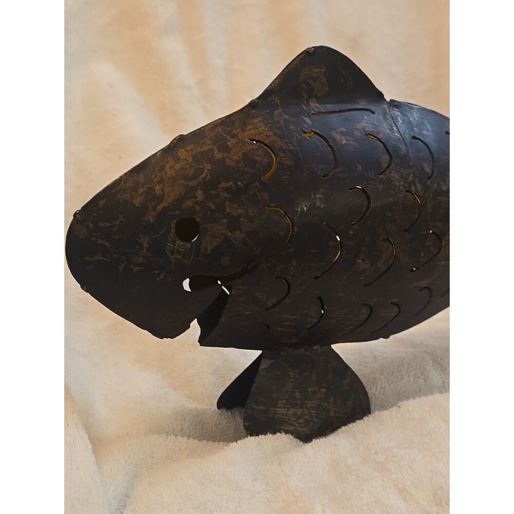 Vtg Metal Fish Tealight Candle Holder 13.5" Long - Picture 6 of 9